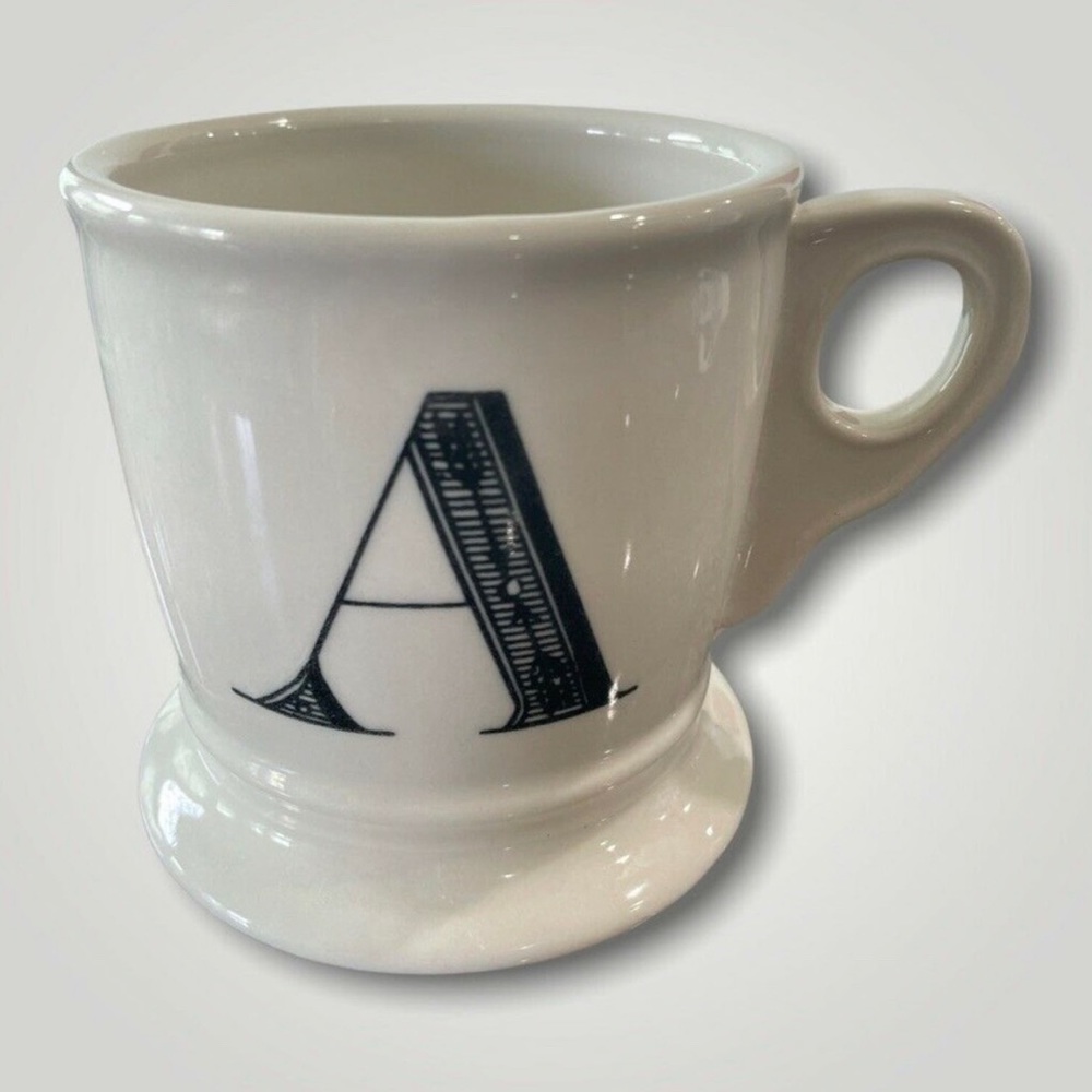 $12 ADD ON Anthropologie Letter A‎ Initial Coffee Mug White Black Cup Monogram